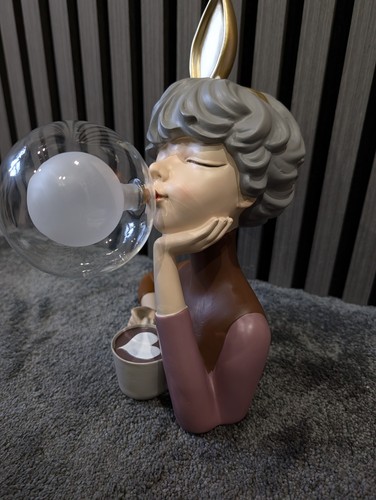 Lady bubble blowing lamp - blowing,