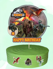 Personalised JURASSIC DINOSAURS cake topper birthday cake decoration party