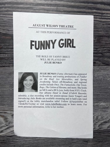 Funny girl cast change - girl,,