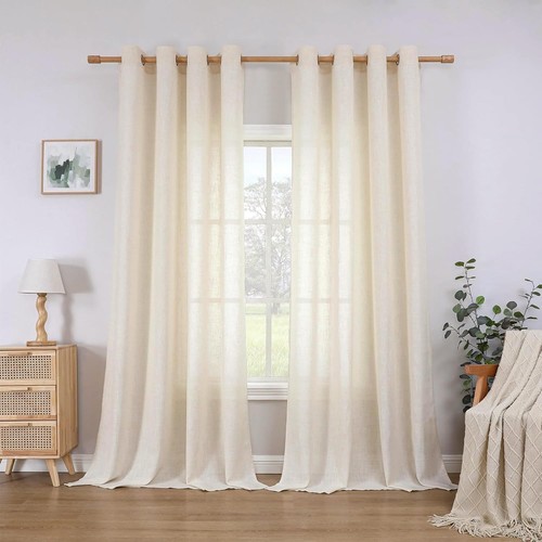 Linen curtains eyelet sheer - eyelet,