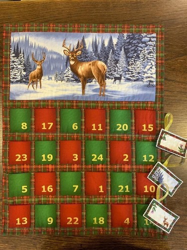 Tartan deer fabric - fabric, foldup