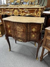 Kingwood Rosewood Marble Top Chest of Drawers / Commode Antique Louis XVI Style