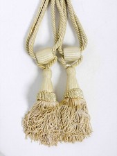 Vintage French Curtain Tie Backs Thick Rope Tassel Country House | Beige