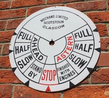 ORIGINAL 19" HUGE FINE ORIGINAL ENAMEL MECHANS GLASGOW TELEGRAPH DIAL C-1930'S