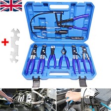 Automotive Flexible Hose Clamp Clip Pliers Set Swivel Jaw Flat Angled Band Tool