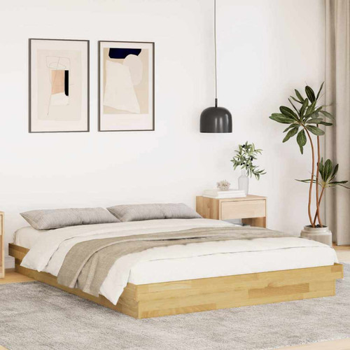 Bed frame solid oak - oak, low