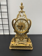 Vintage Swiss Imhof Chiming Brass Mantel Clock 
