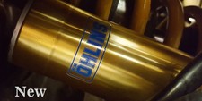OHLINS replacement clear vinyl decals graphics stickers x 4  SMALL 43mm wide
