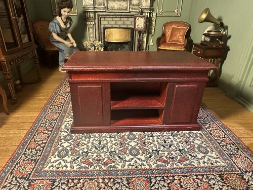 Dolls house mahogany kneehole - dolls,