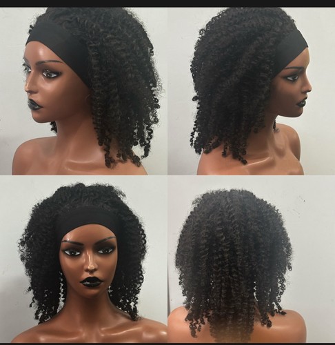 Band curly black wig - curly,