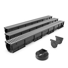 Vodaland EASY 1 Slim Plastic drainage channel kit with galvanised grate, A15