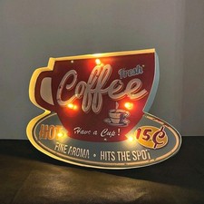Retro Vintage Metal Light Wall Decor Home Coffee Snack Pub Bar LED Sign