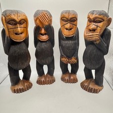 Vintage Hand Carved Wood Three