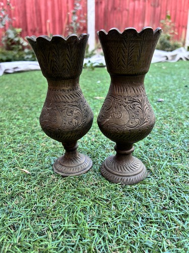 Pair vintage indian brass - pair,