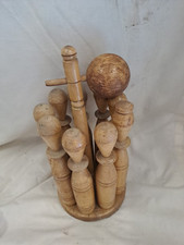 Vintage table top skittle 9 pins small wooden peg skittles skittle bowling game