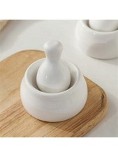 Mini White Ceramic Mortar and Pestle Set Pill Crusher Spice Herb Grinder Bowl