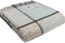 WELSH BLANKET  100% Wool Sofa  Throw Gift Blanket  Blue Check