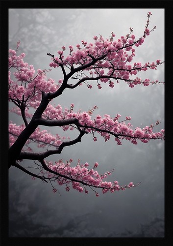 Moody cherry blossom framed - cherry,