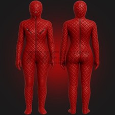 Red Quilted Leather Catsuit