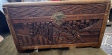 Antique Hand-Carved Camphor Chest Wooden 12 x 7 x 7 Inches Vintage As-Is Estate