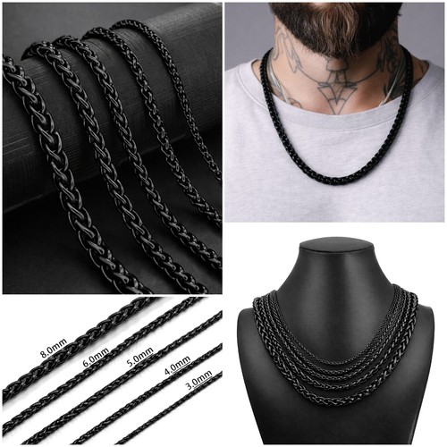 Mens black steel chain - black,