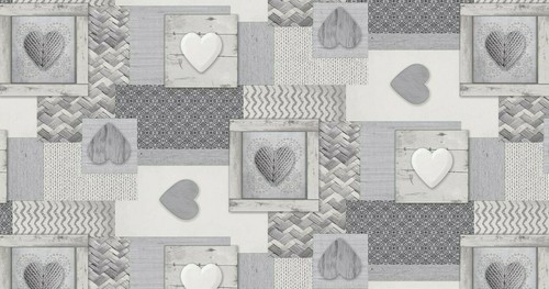 Grey weaved hearts white - weaved,