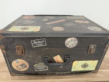 Antique Steamer Trunk Case w/ luggage tags labels - Early Mid 1900’s 19x14x10