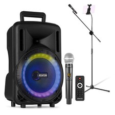 Karaoke Machine with Dual Wireless Microphones & Tablet Boom Stand - FT08LED MK2