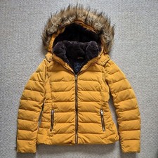 ZARA MUSTARD YELLOW DOWN JACKET COAT WITH ZIP, POCKETS AND PADDING