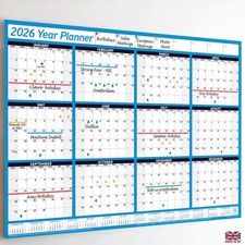 2026 Year Planner Wall Chart+Calendar+Holidays✔Grid Format ✔WIDEST RANGE ON EBAY
