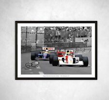 NIGEL MANSELL & AYRTON SENNA SIGNED PRINT PHOTO POSTER FRAMED F1 FORMULA ONE 1