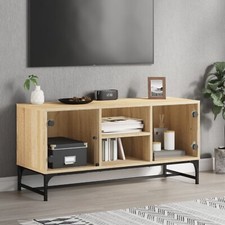 TV Cabinet with Glass Doors Home TV Stand Media Entertainment Centre Unit vidaXL