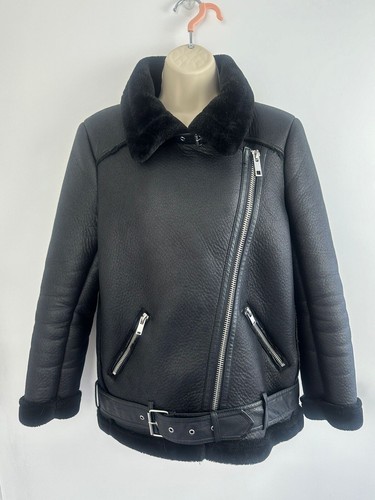 Zara black double faced biker - black,