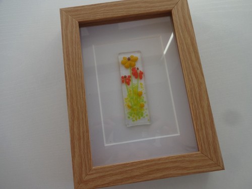 Fused glass framed marigold - glass,
