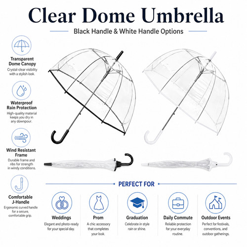 Clear dome umbrella - clear,
