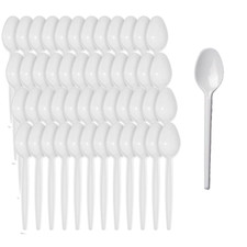White Plastic Tea Spoons Small Reusable Heavy Duty for Party Catering Event