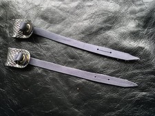 Falconry Alymeri Jesses & anklets. Dark-grey Jesse/Silver tipped reptile anklet.