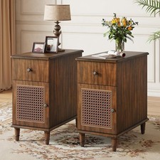 Pair of Solid Wood Walnut End