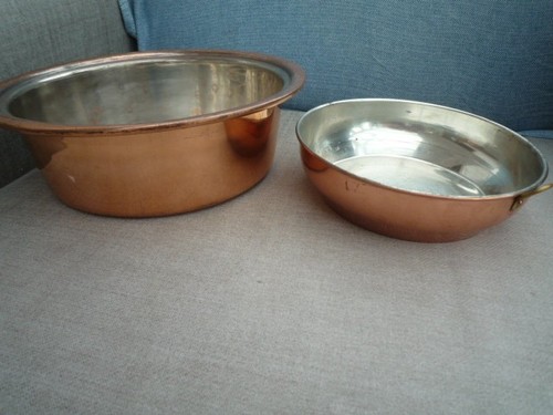 Vintage copper dishes bowls - dishes,