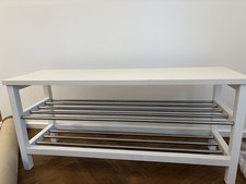 White IKEA Tjusig Shoes Rack
