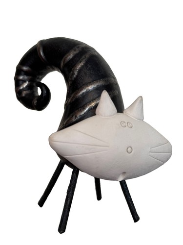 Ceramic cat sculpture hand - ceramic,