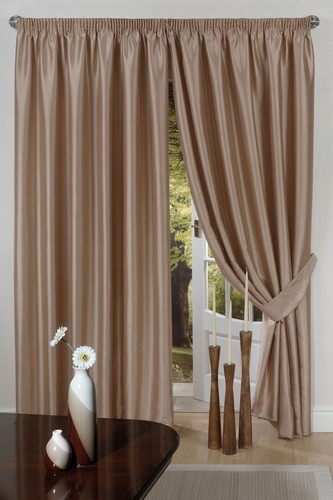 Faux silk latte curtains tie - faux,
