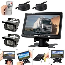 12V-24V Dual Rear View Bus Caravan Truck Car Reversing Camera 7" LCD Monitor Kit