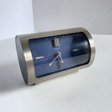 Works! Swiza Vintage Chromed Steel Swiss Made 8 Days Hand Winding Alarm Clock