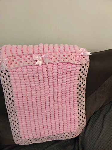 Pink white crochet baby - &,