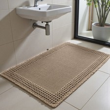 Waffle Bath Mat Beige Woven