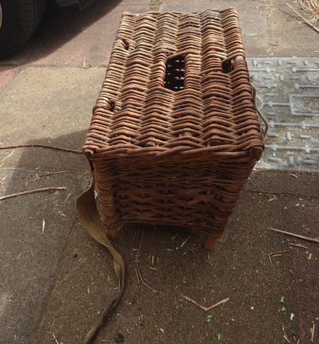 Brown wicker fishing basket - wicker,