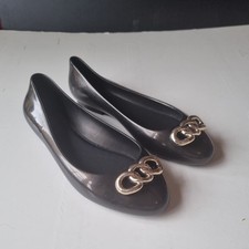 Melissa Flat Shoes in Dark Golden Brown, Chain decal on Toe, size EU 38 UK 5