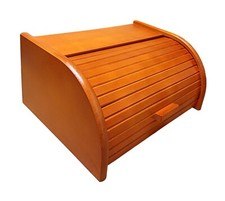 Orange Bread Bin Box Container Storage Loaf Roll Wood Wooden Size Small