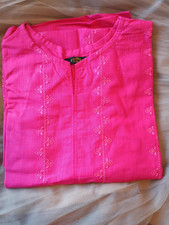 Pakistani Indian Salwar kameez Pakistani Dress Size Large 2 PC Pink Embroidered